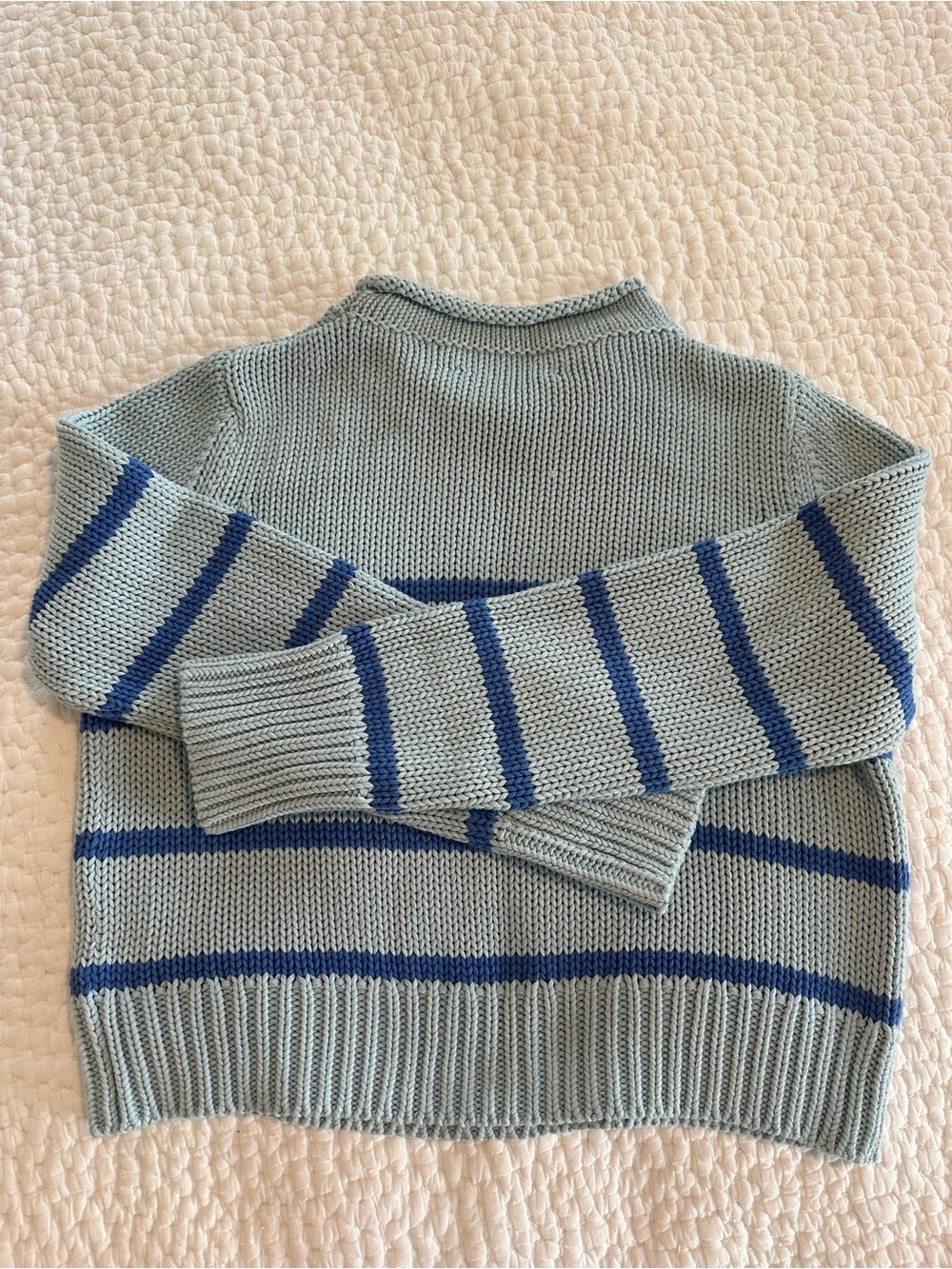 La Ligne Light Blue Striped cotton roll neck Sweater - Picture 4 of 4